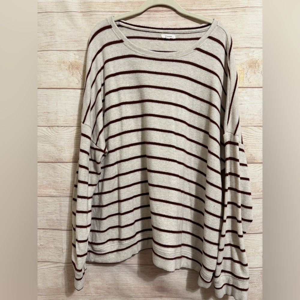 Cream and maroon striped sweater